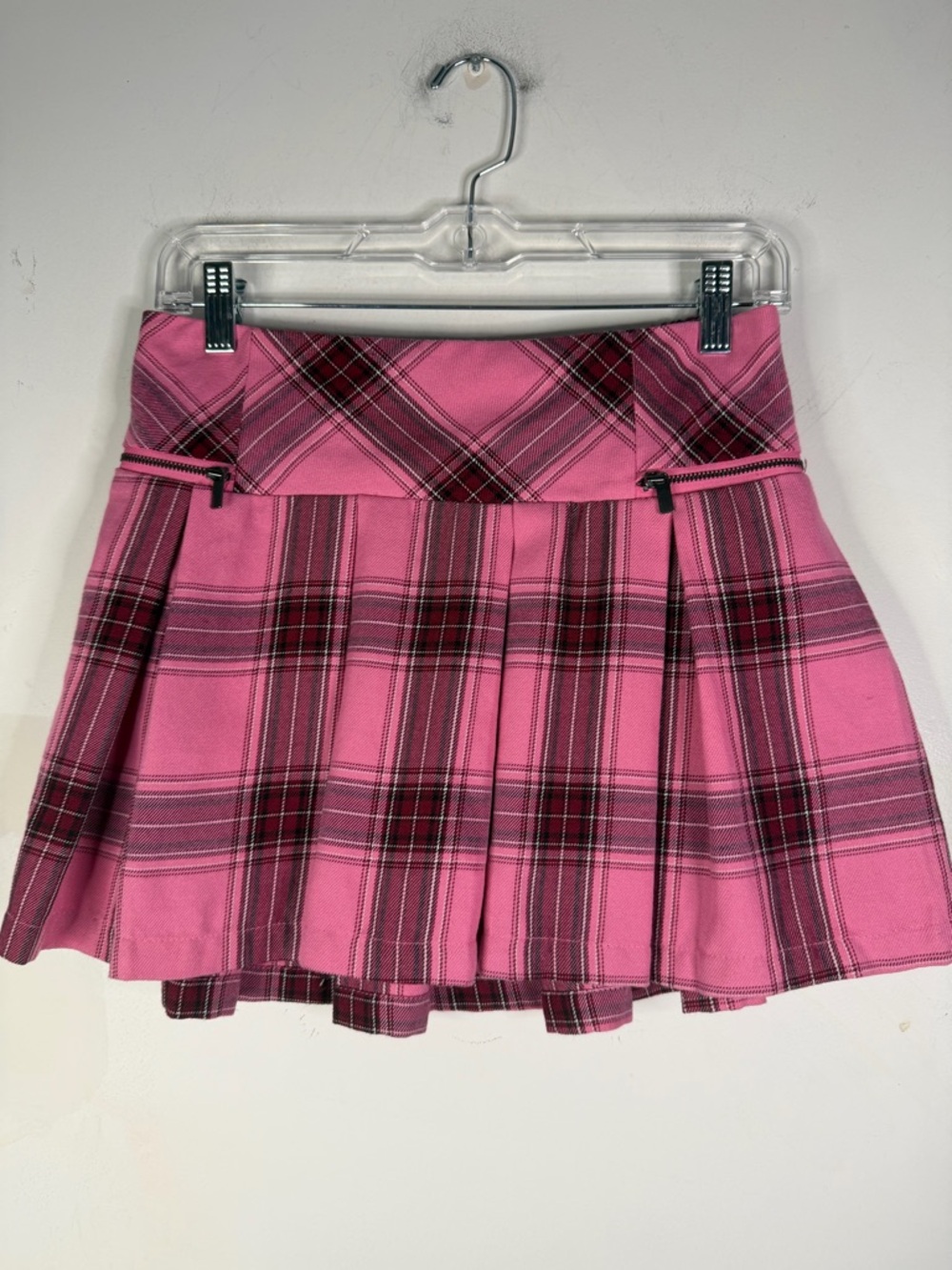 Justice Pink Plaid Pleated Skater Skirt